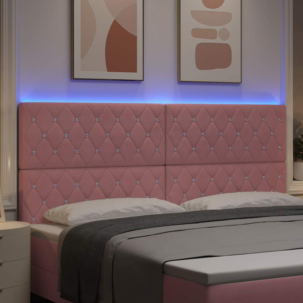 vidaXL LED Kopfteil mit LED-Lichtleisten Rosa 200 cm Polyester