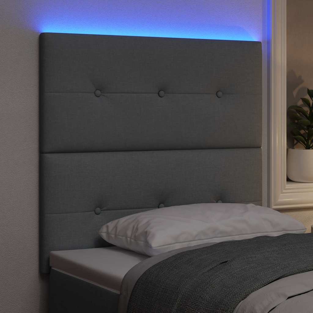 vidaXL LED Kopfteil mit LED-Lichtleisten Hellgrau 80 cm Polyester