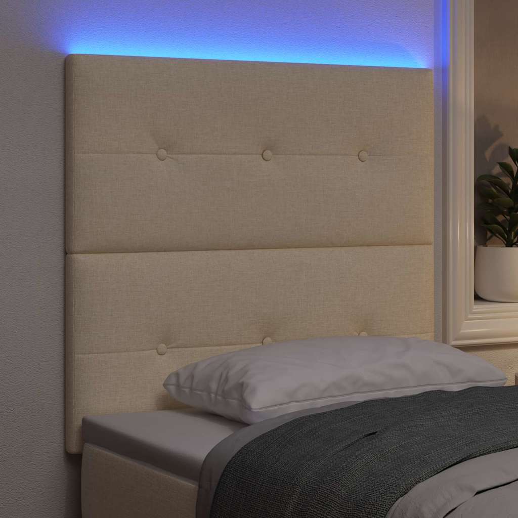 vidaXL LED Kopfteil mit LED-Lichtleisten Creme 80 cm Polyester