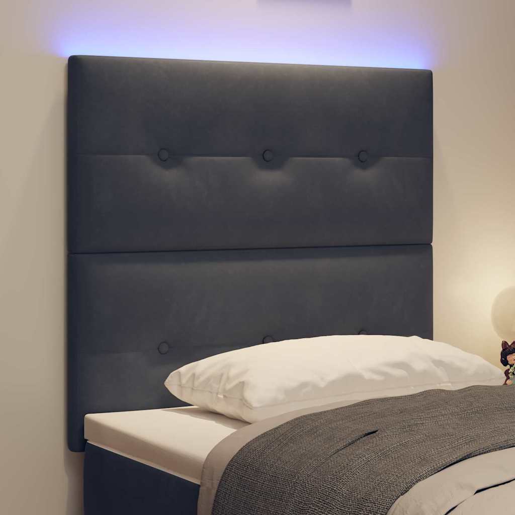 vidaXL LED Kopfteil mit LED-Lichtleisten Grau 80 cm Polyester