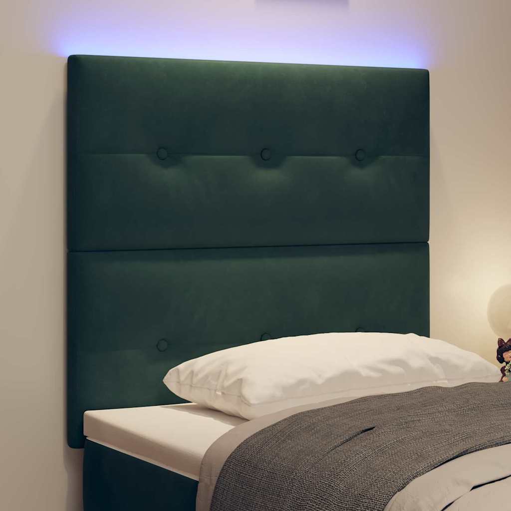 vidaXL LED Kopfteil mit LED-Lichtleisten Grün 80 cm Polyester