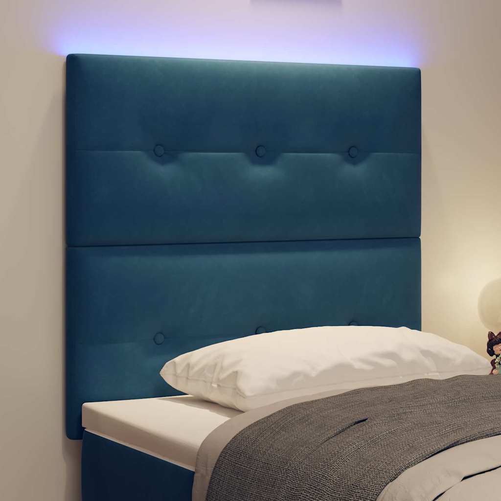 vidaXL LED Kopfteil mit LED-Lichtleisten Blau 80 cm Polyester