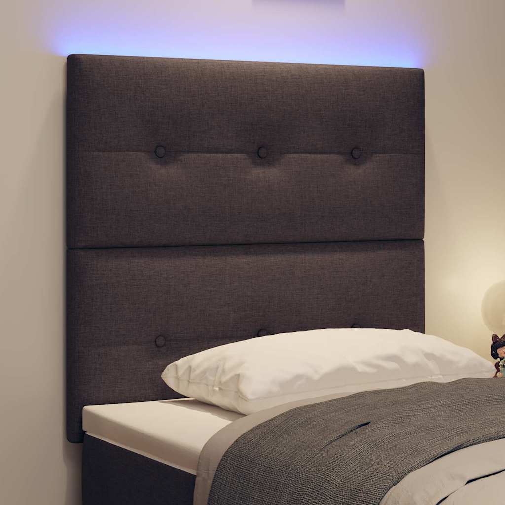 vidaXL LED-Kopfteil mit LED -Streifenleuchten Dunkelbraun 90 cm Stoff