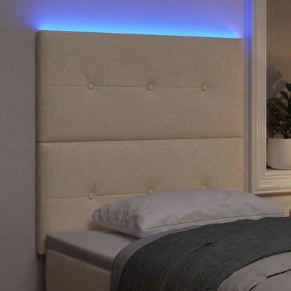 vidaXL LED Kopfteil mit LED-Lichtleisten Creme 90 cm Polyester