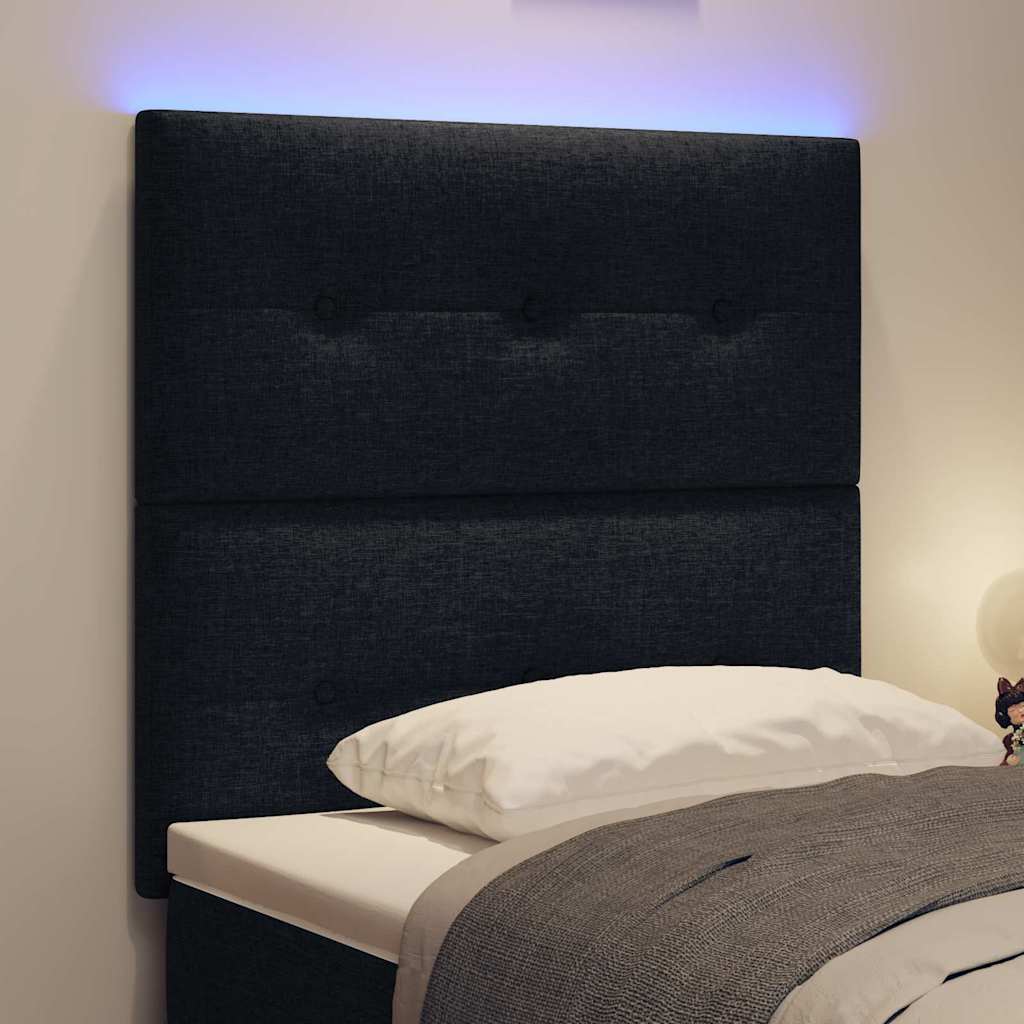 vidaXL LED Kopfteil mit LED-Lichtleisten Schwarz 100 cm Polyester