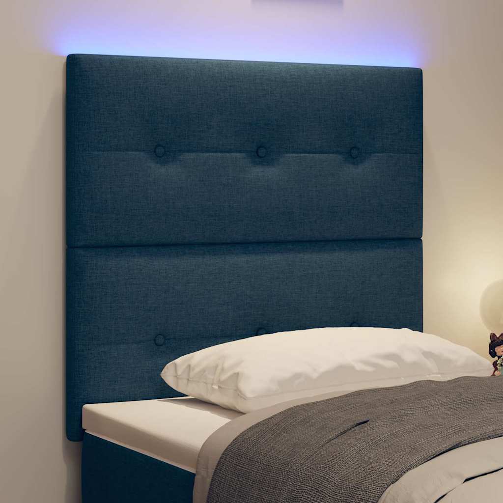 vidaXL LED Kopfteil mit LED-Lichtleisten Blau 100 cm Polyester