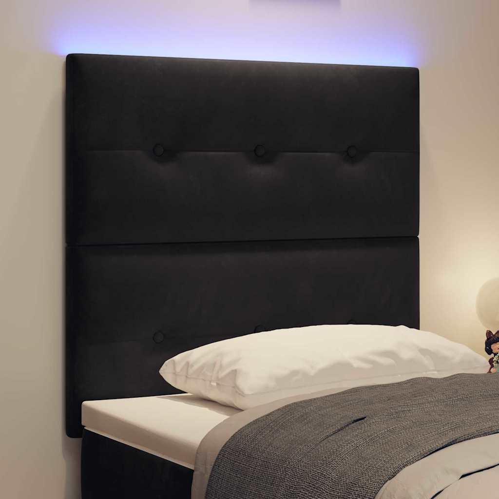 vidaXL LED Kopfteil mit LED-Lichtleisten Schwarz 100 cm Polyester