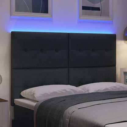 vidaXL LED Kopfteil mit LED-Lichtleisten Dunkelgrau 144 cm Polyester