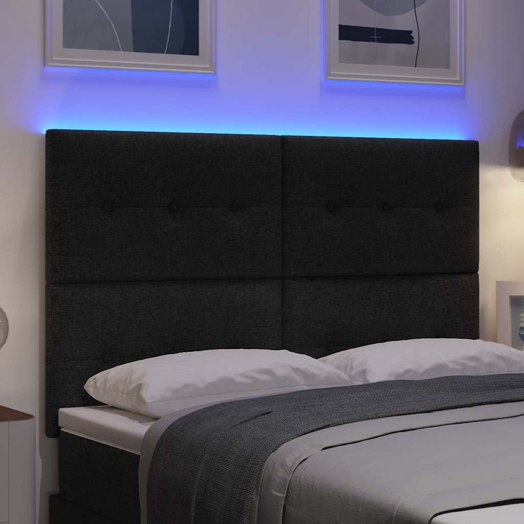 vidaXL LED Kopfteil mit LED-Lichtleisten Schwarz 144 cm Polyester