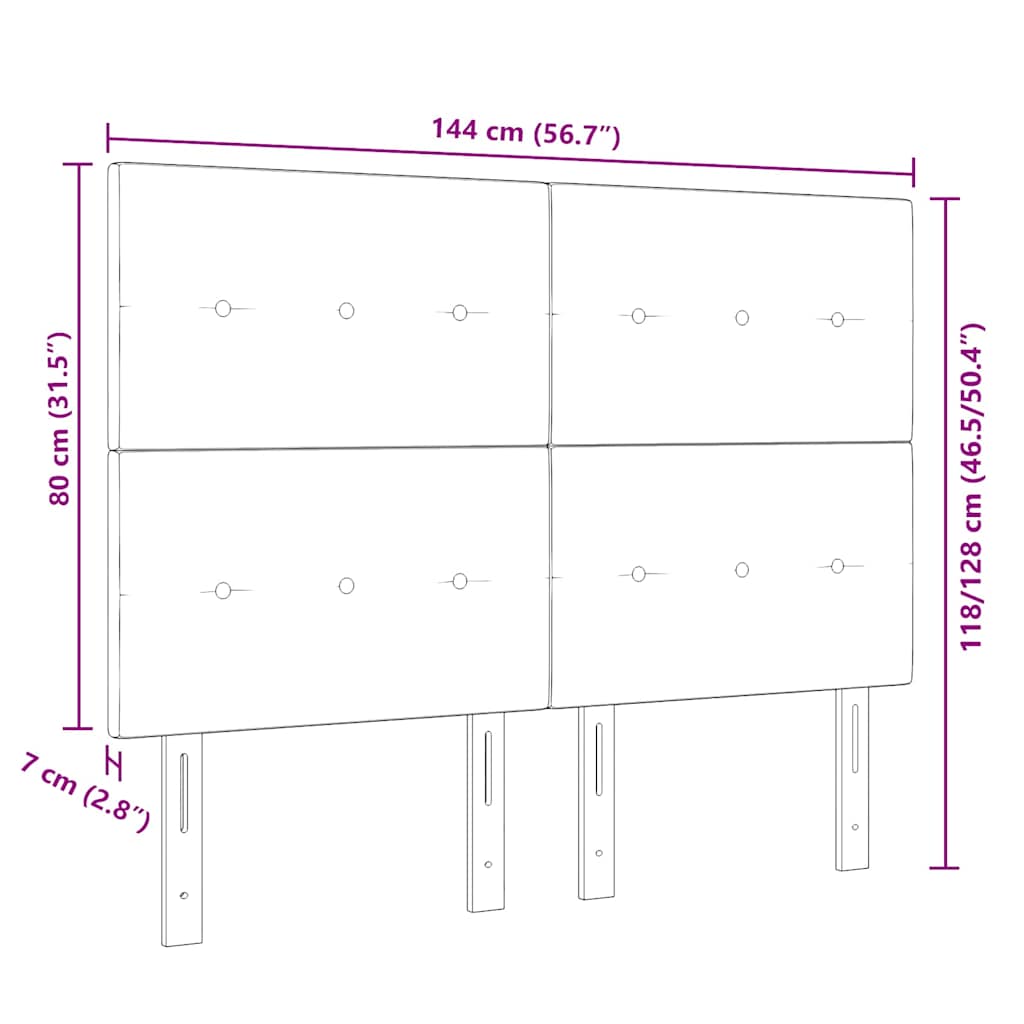 vidaXL LED Kopfteil mit LED-Lichtleisten Taupe 144 cm Polyester