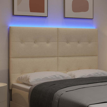 vidaXL LED Kopfteil mit LED-Lichtleisten Creme 144 cm Polyester