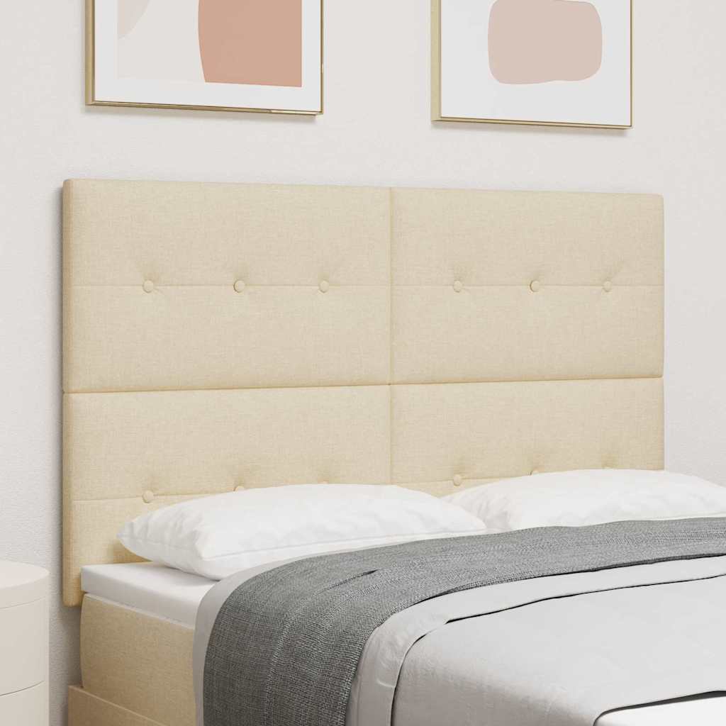 vidaXL LED Kopfteil mit LED-Lichtleisten Creme 144 cm Polyester