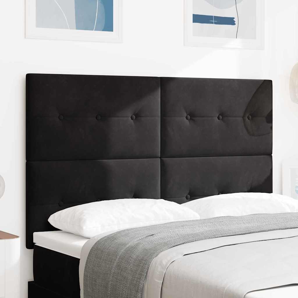 vidaXL LED Kopfteil mit LED-Lichtleisten Schwarz 144 cm Polyester