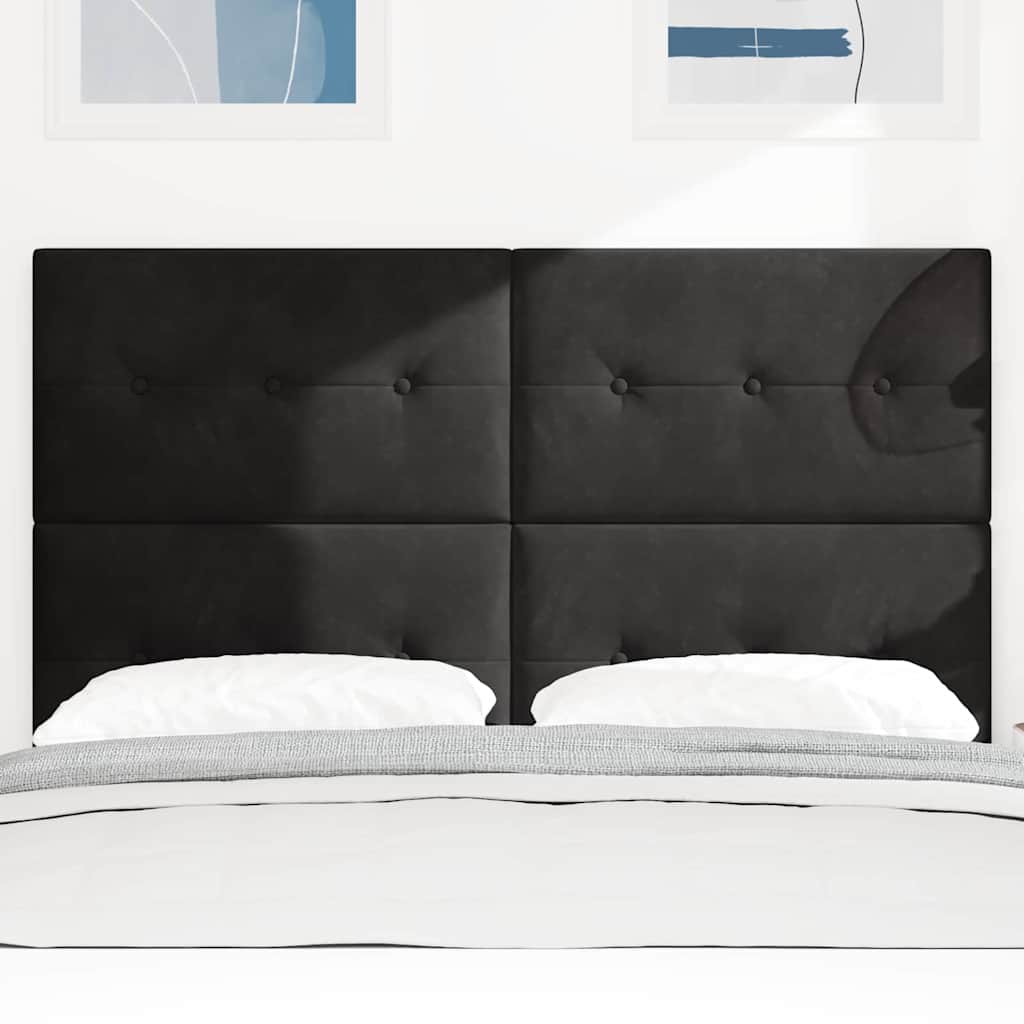 vidaXL LED Kopfteil mit LED-Lichtleisten Schwarz 144 cm Polyester