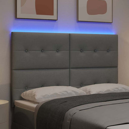 vidaXL LED Kopfteil mit LED-Lichtleisten Hellgrau 160 cm Polyester