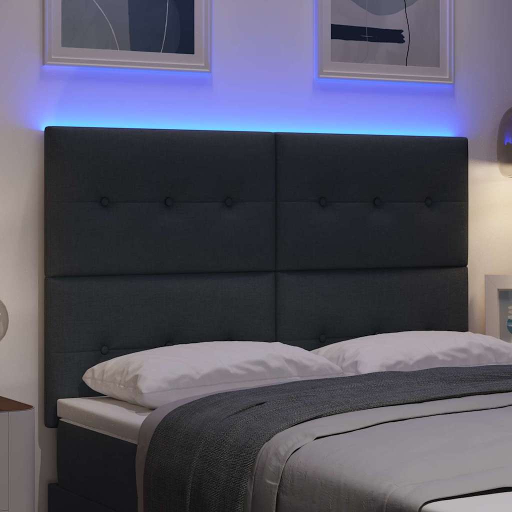 vidaXL LED Kopfteil mit LED-Lichtleisten Dunkelgrau 160 cm Polyester