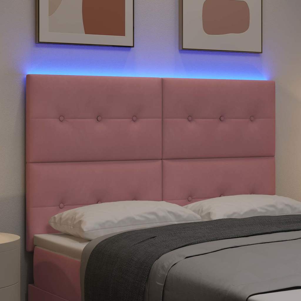 vidaXL LED Kopfteil mit LED-Lichtleisten Rosa 160 cm Polyester