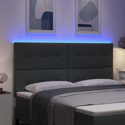 vidaXL LED Kopfteil mit LED-Lichtleisten Dunkelgrau 180 cm Polyester