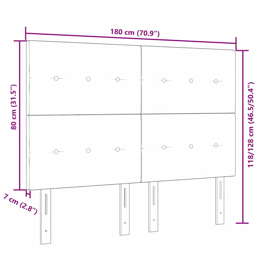 vidaXL LED Kopfteil mit LED-Lichtleisten Dunkelgrau 180 cm Polyester