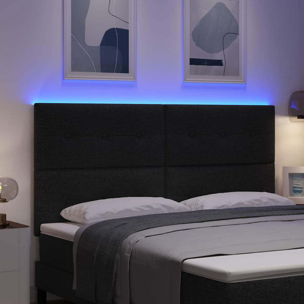 vidaXL LED Kopfteil mit LED-Lichtleisten Schwarz 180 cm Polyester