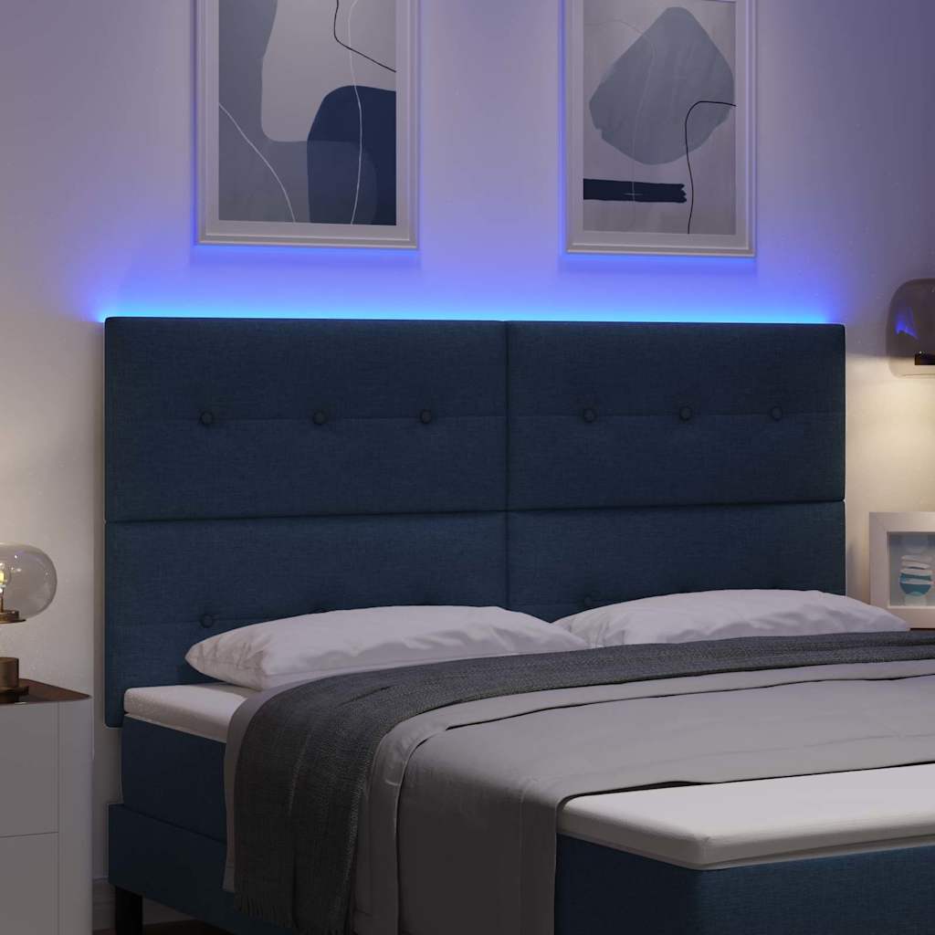 vidaXL LED Kopfteil mit LED-Lichtleisten Blau 180 cm Polyester