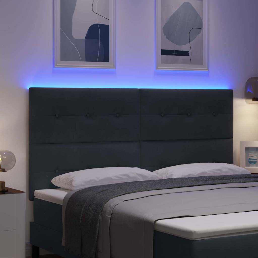 vidaXL LED Kopfteil mit LED-Lichtleisten Grau 180 cm Polyester