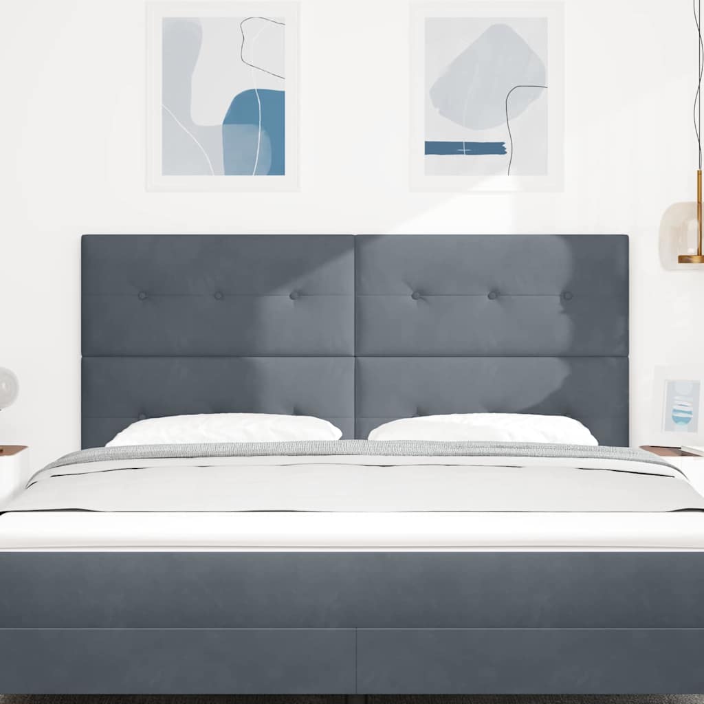 vidaXL LED Kopfteil mit LED-Lichtleisten Grau 180 cm Polyester