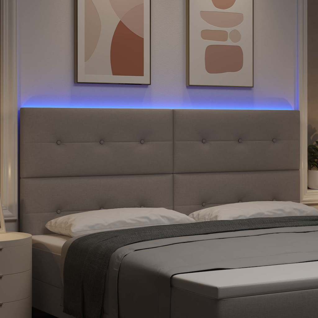 vidaXL LED Kopfteil mit LED-Lichtleisten Taupe 200 cm Polyester