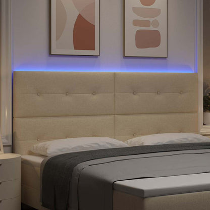 vidaXL LED Kopfteil mit LED-Lichtleisten Creme 200 cm Polyester