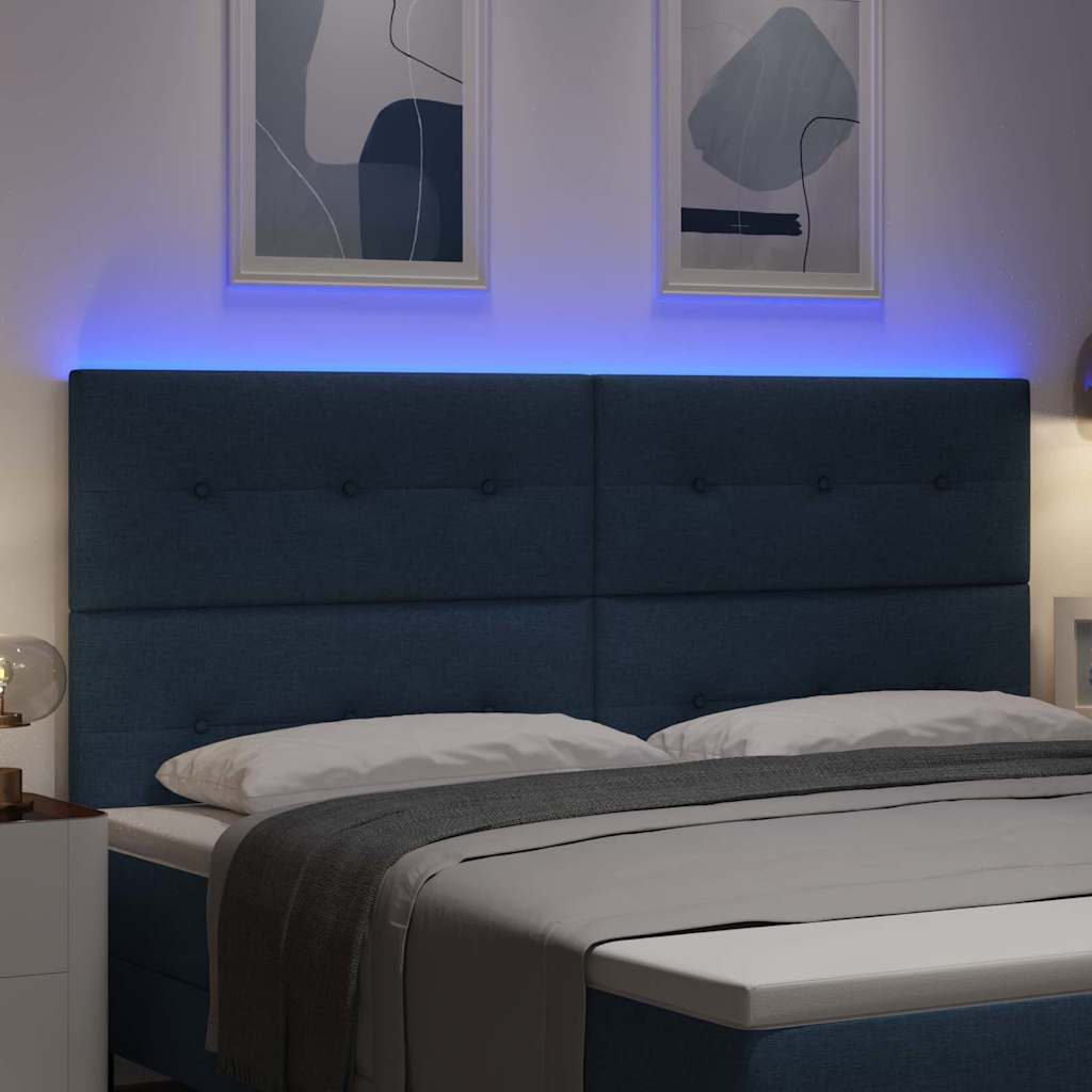 vidaXL LED Kopfteil mit LED-Lichtleisten Blau 200 cm Polyester