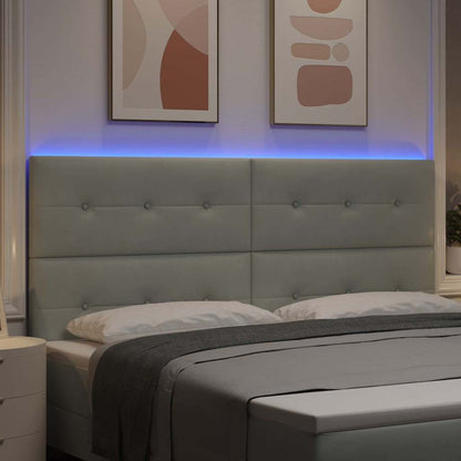 vidaXL LED Kopfteil mit LED-Lichtleisten Hellgrau 200 cm Polyester