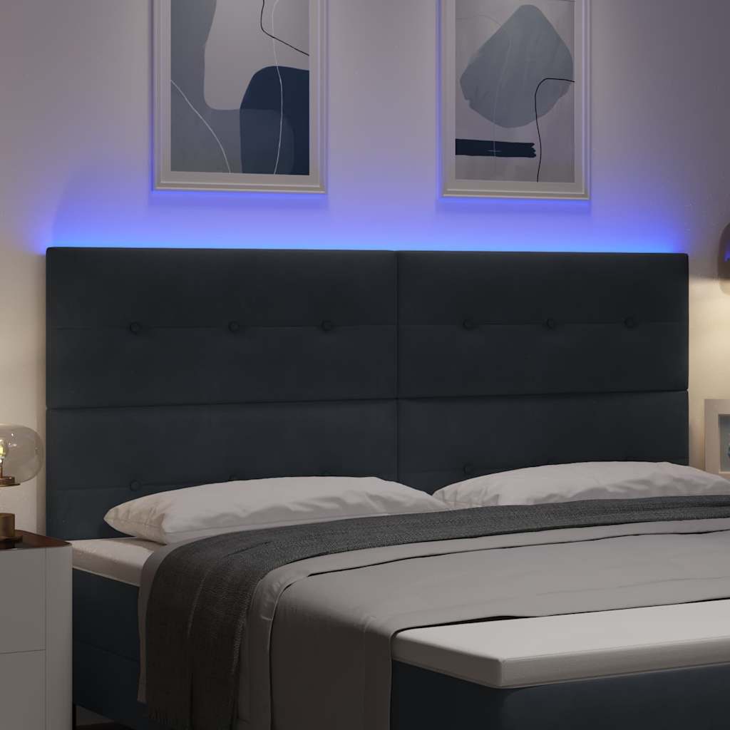 vidaXL LED Kopfteil mit LED-Lichtleisten Grau 200 cm Polyester