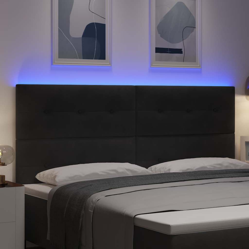 vidaXL LED Kopfteil mit LED-Lichtleisten Schwarz 200 cm Polyester