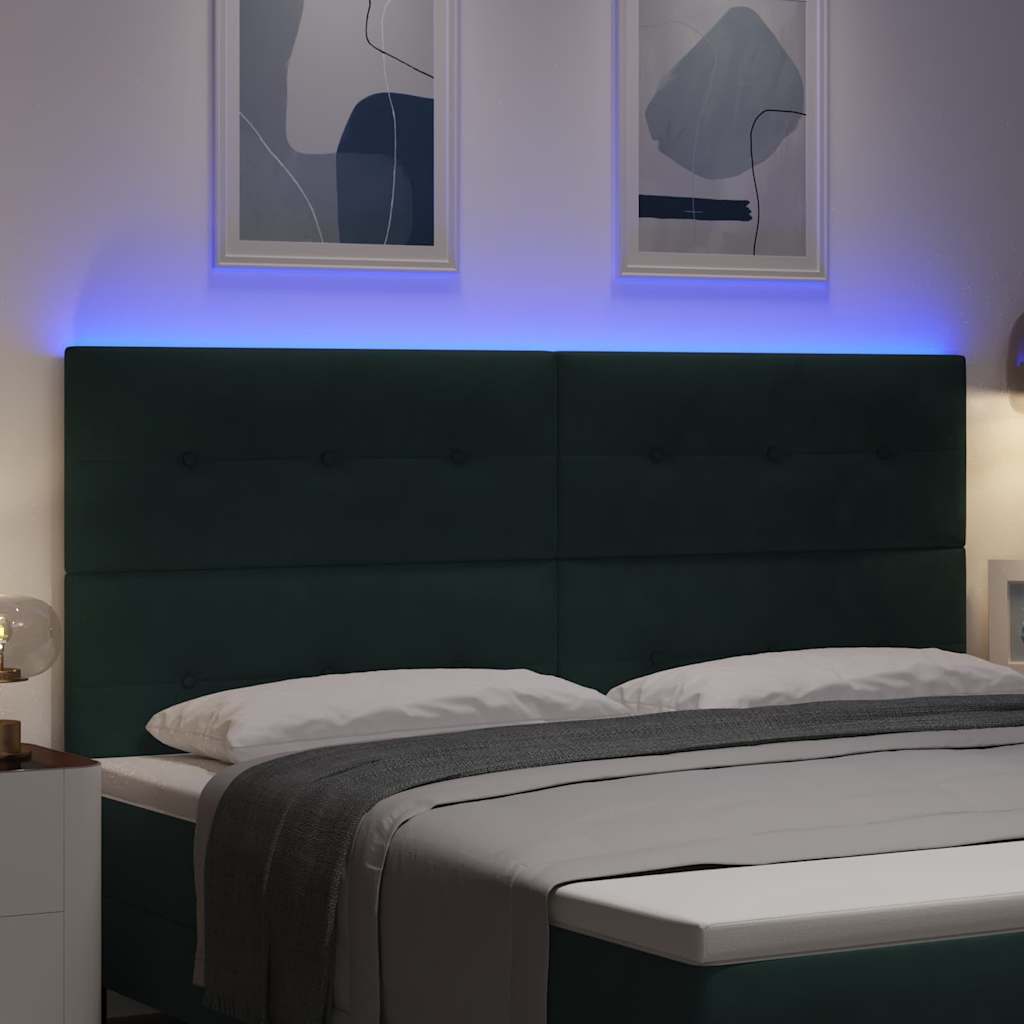 vidaXL LED Kopfteil mit LED-Lichtleisten Grün 200 cm Polyester