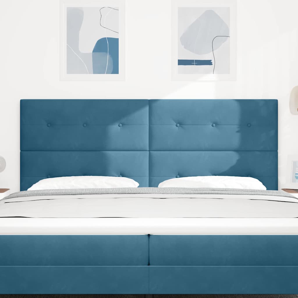 vidaXL LED Kopfteil mit LED-Lichtleisten Blau 200 cm Polyester