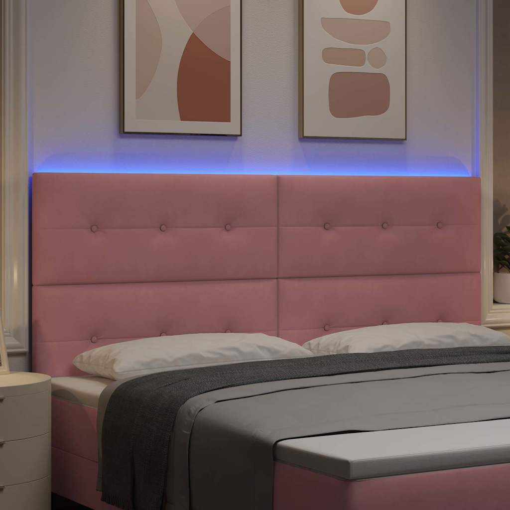 vidaXL LED Kopfteil mit LED-Lichtleisten Rosa 200 cm Polyester