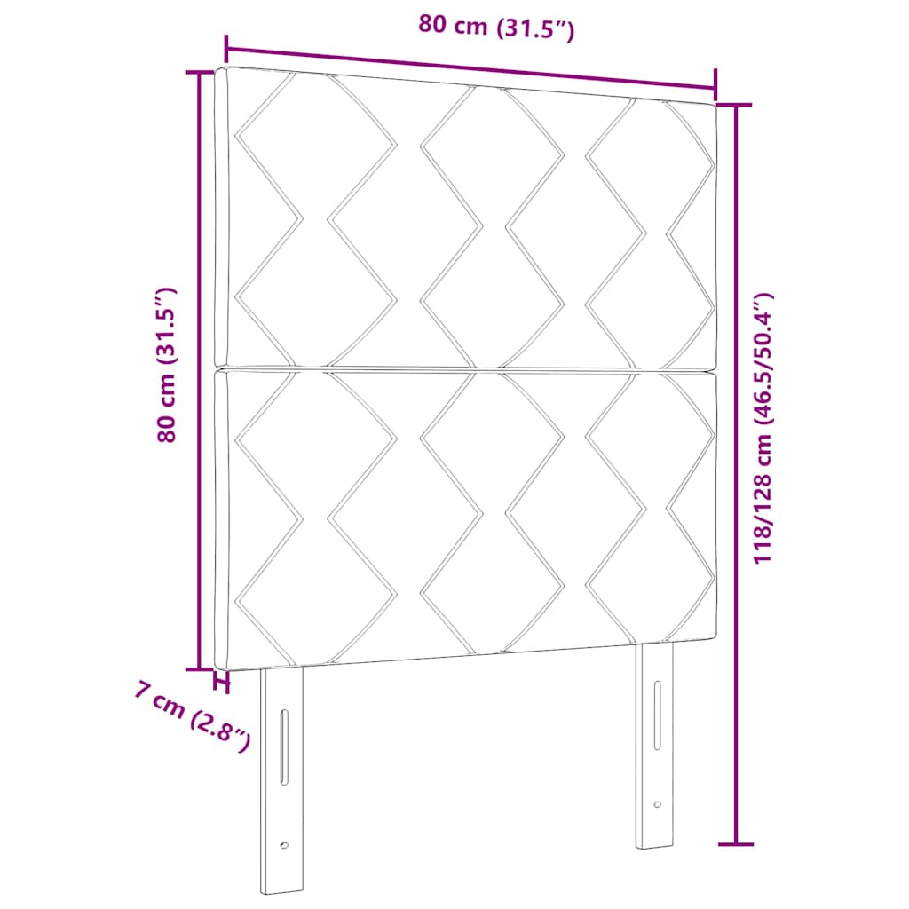 vidaXL Kopfteil mit Kopfteil Schwarz 80 cm Stoff