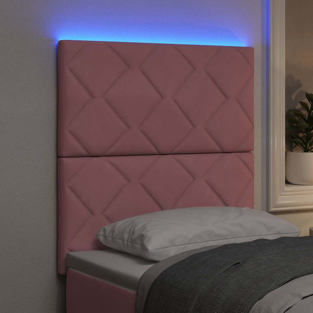 vidaXL LED Kopfteil Rosa 80 cm Kunstleder