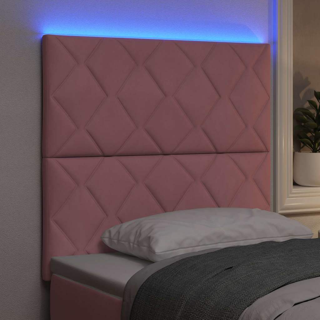vidaXL LED Kopfteil Rosa 90 cm Kunstleder