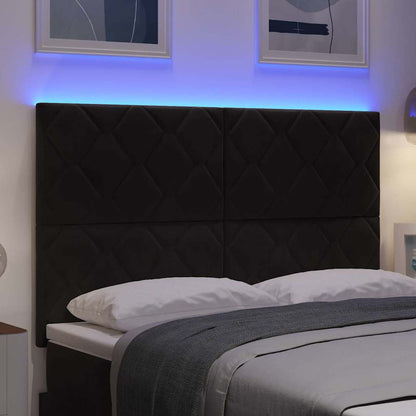 vidaXL LED Kopfteil Schwarz 144 cm Kunstleder