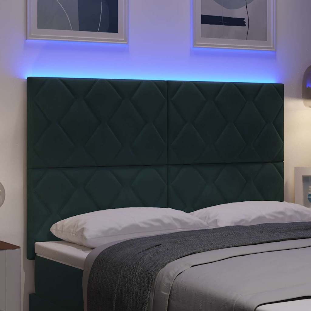 vidaXL LED Kopfteil Dunkelgrün 160 cm Kunstleder