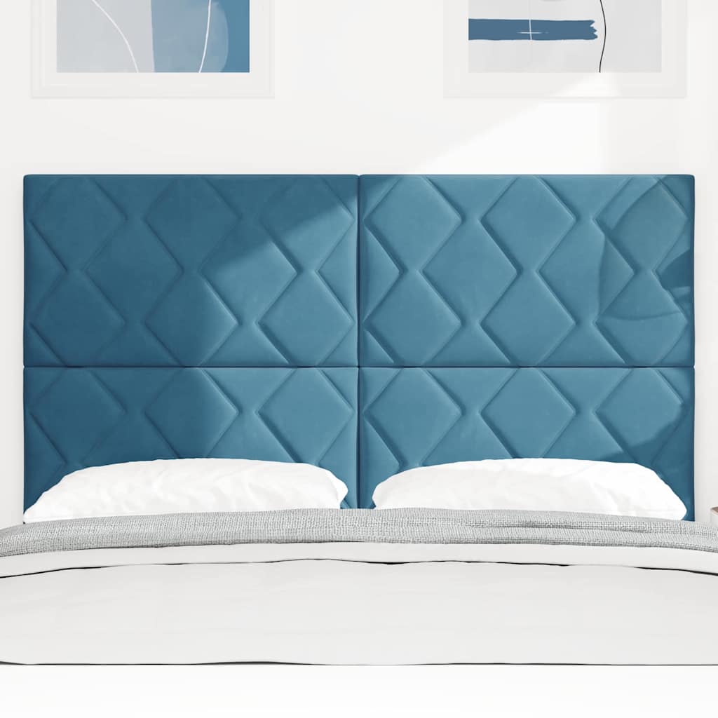 vidaXL LED Kopfteil Dunkelblau 160 cm Kunstleder