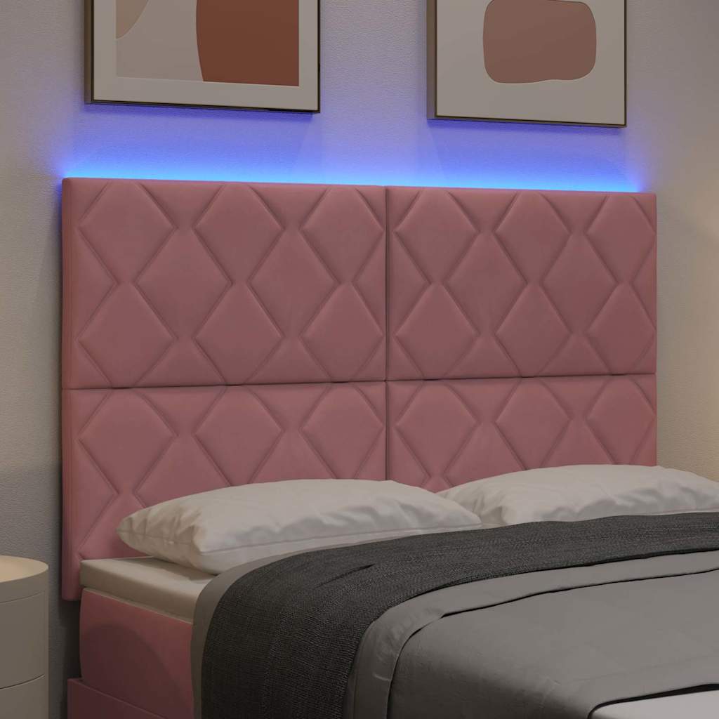 vidaXL LED Kopfteil Rosa 160 cm Kunstleder