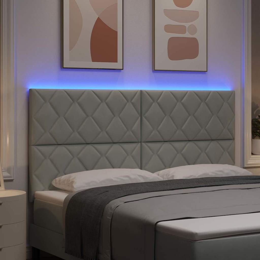 vidaXL LED Kopfteil Hellgrau 180 cm Kunstleder