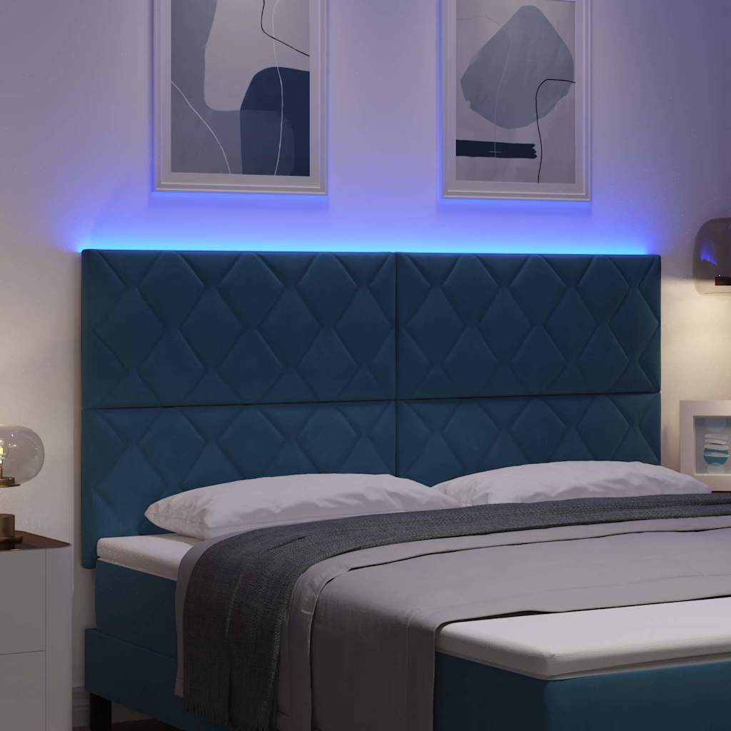 vidaXL LED Kopfteil Dunkelblau 180 cm Kunstleder