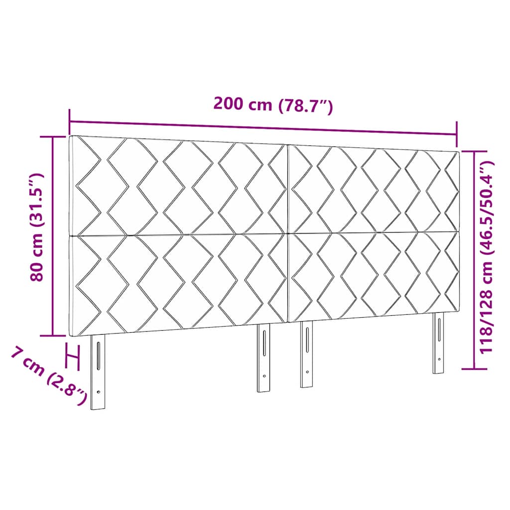 vidaXL Kopfteil Hellgrau 200 cm Stoff