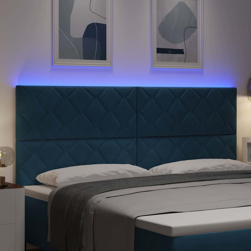 vidaXL LED Kopfteil Dunkelblau 200 cm Kunstleder