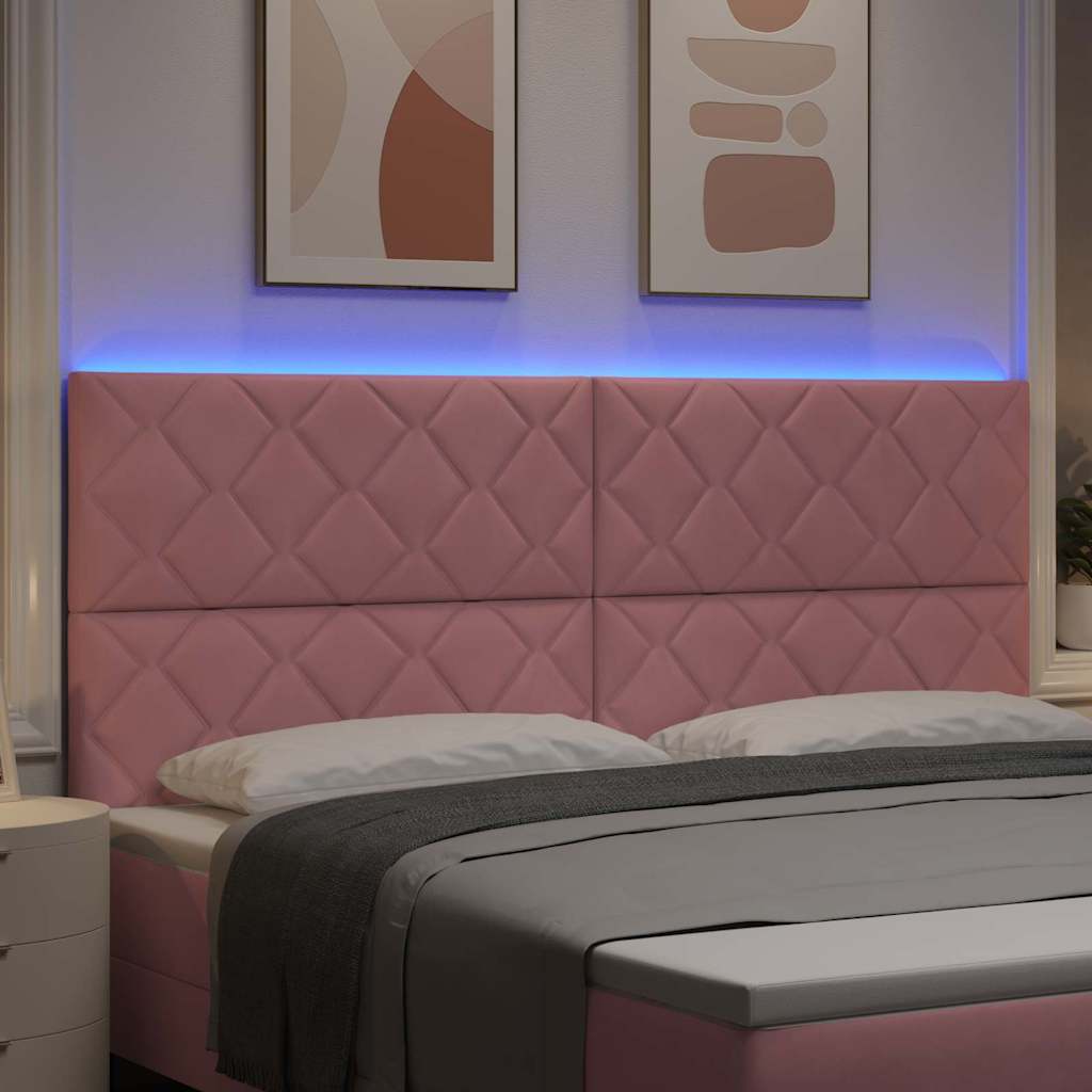 vidaXL LED Kopfteil Rosa 200 cm Kunstleder