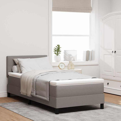 vidaXL Boxspringbett mit Matratze mit Kopfteil Taupe 90 x 190 cm Stoff