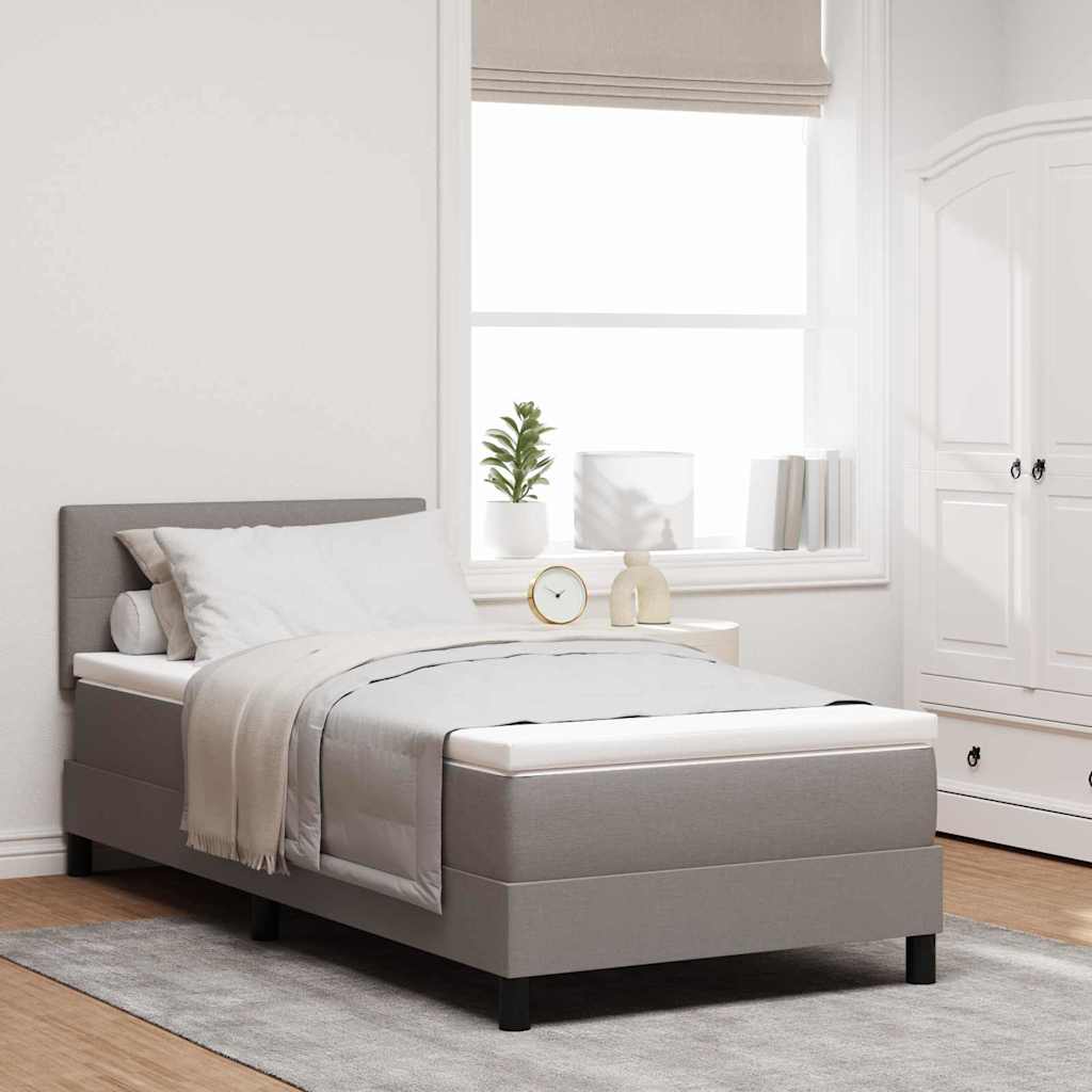 vidaXL Boxspringbett mit Matratze mit Kopfteil Taupe 90 x 200 cm Stoff